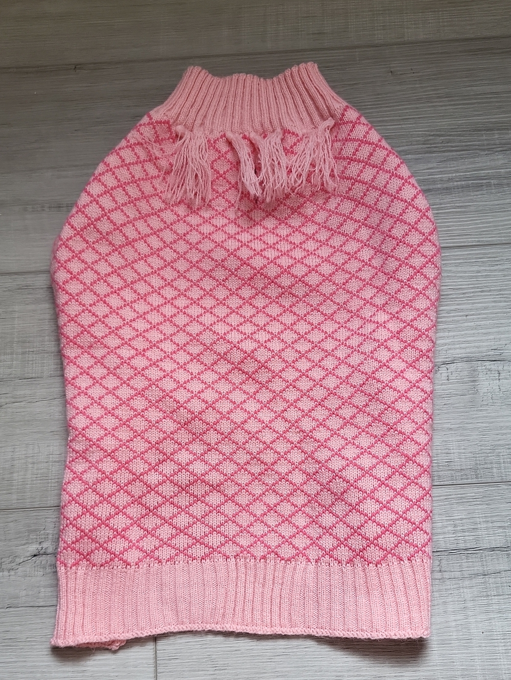Vibrant Pink Diamond-Print Turtleneck Dog Sweater